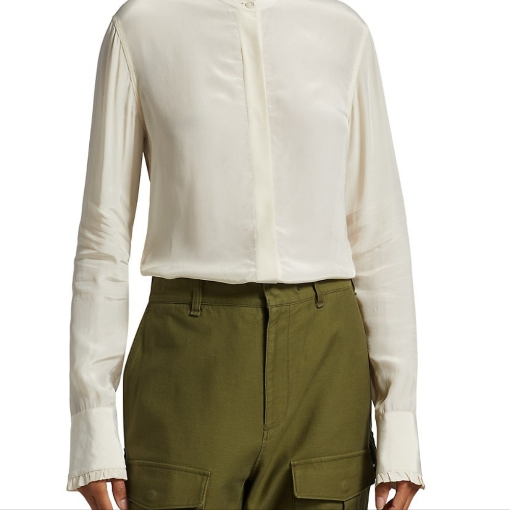 Rag And Bone Icons Jordan Ruffle Trim Button-Up S… - image 3